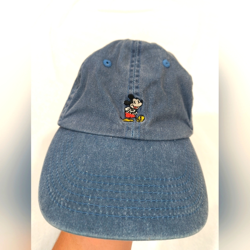 Disney Parks Mickey Denim Hat Baseball Dad Embroidered Cap Adjustable Adult